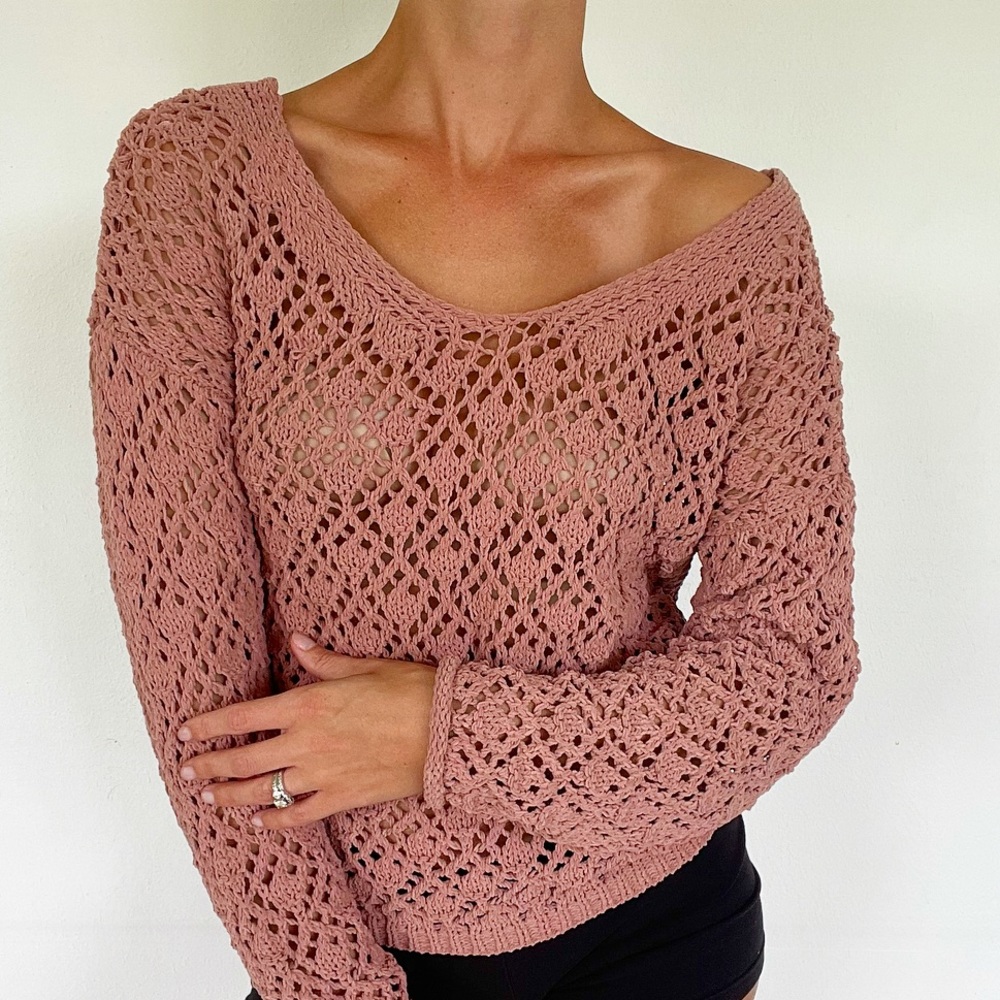 Nicole Miller blush pink chenille sweater size small